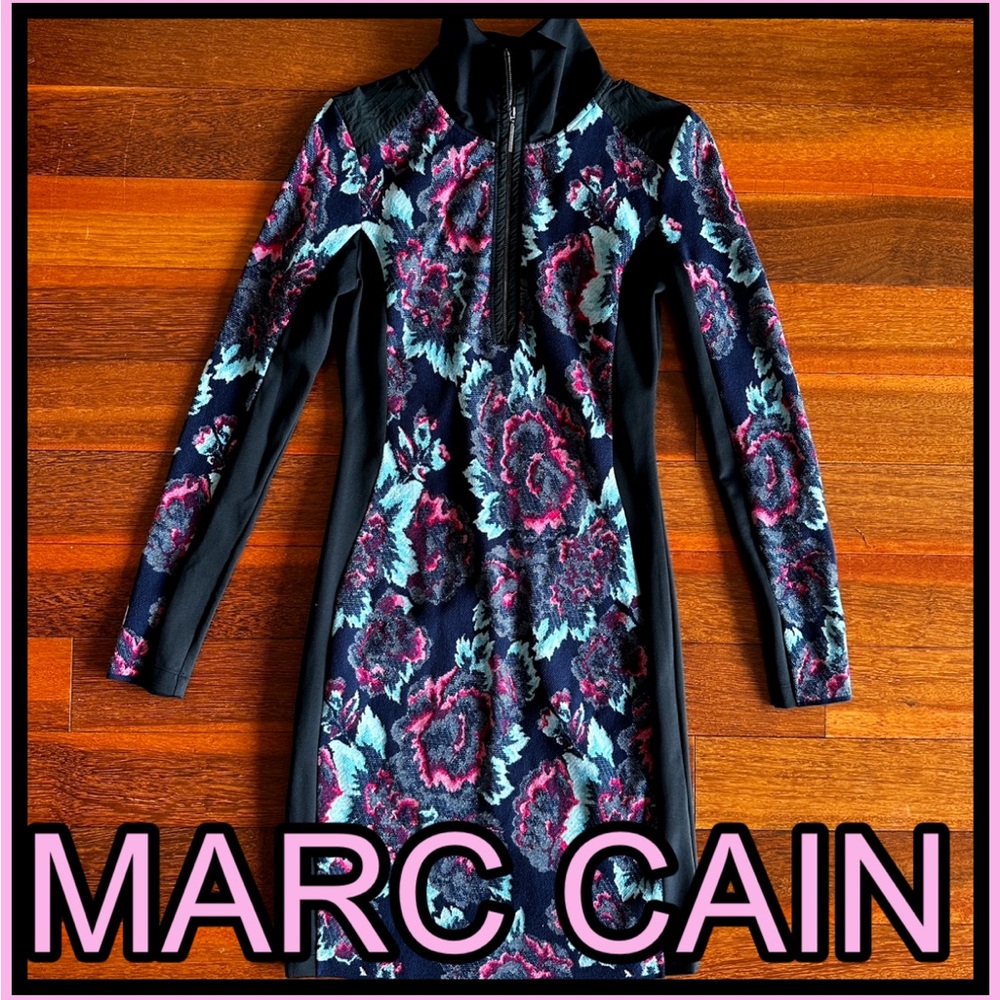 MARC CAIN Sports Black-Pink-Teal Floral Dress (Germany) Sz N1 (US 4)